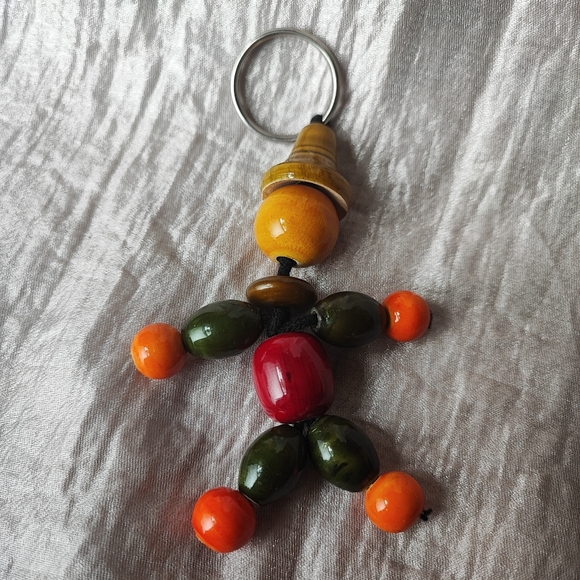 Vintage Wooden Lacquer Varnish Upcycled Crib Toy Keychain - Picture 3 of 11
